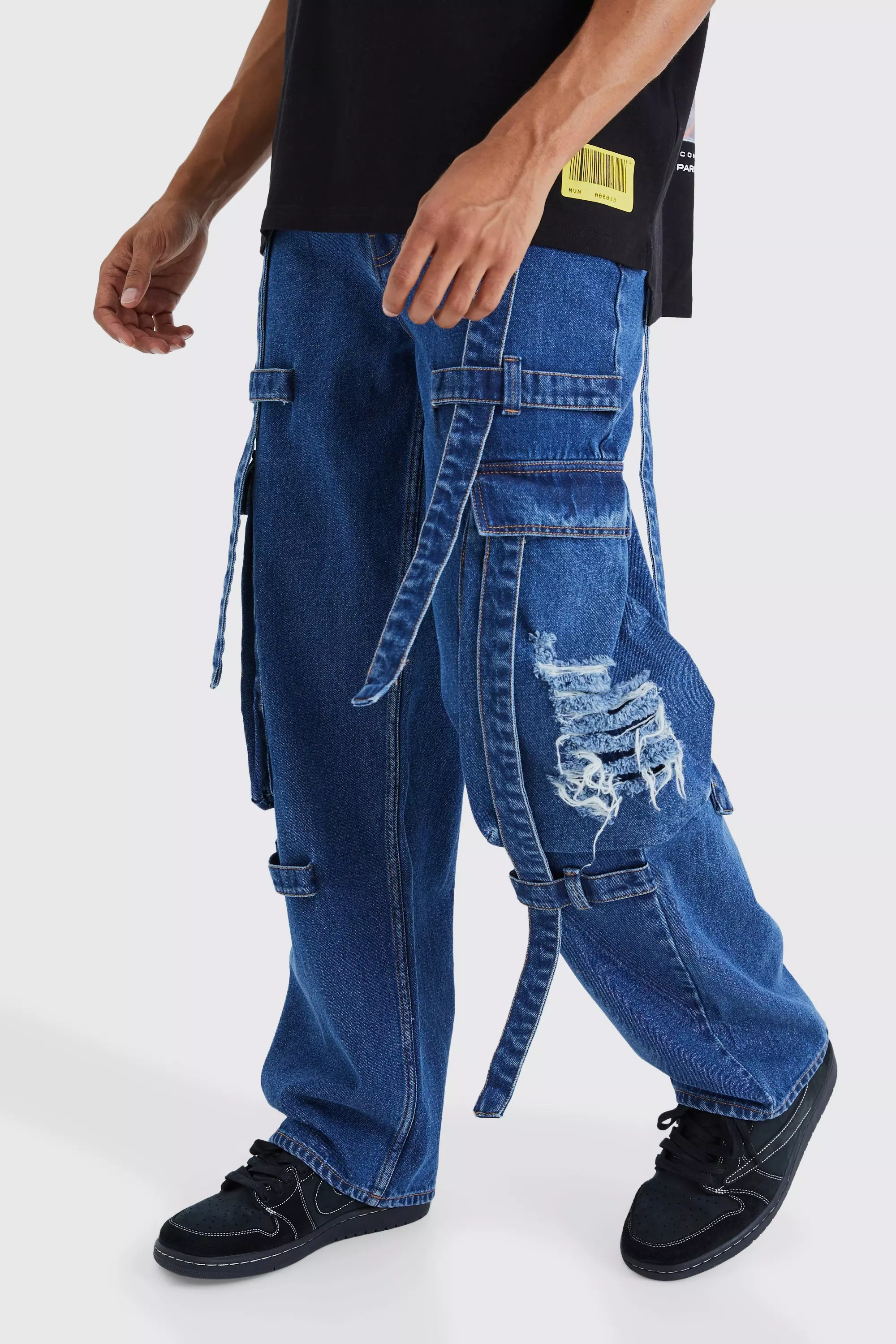 Mens cargo blue on sale jeans